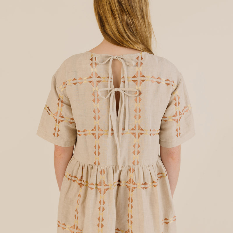 Women's Linen & Cotton Una Dress - Oat Emblem