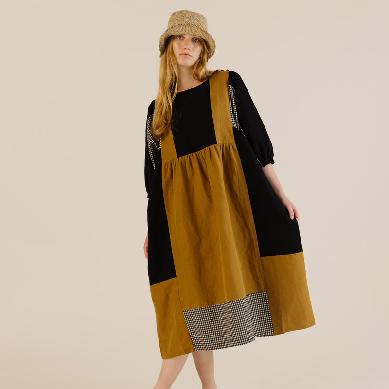 Women's Linen & Cotton Winnie Dress - Patchwork