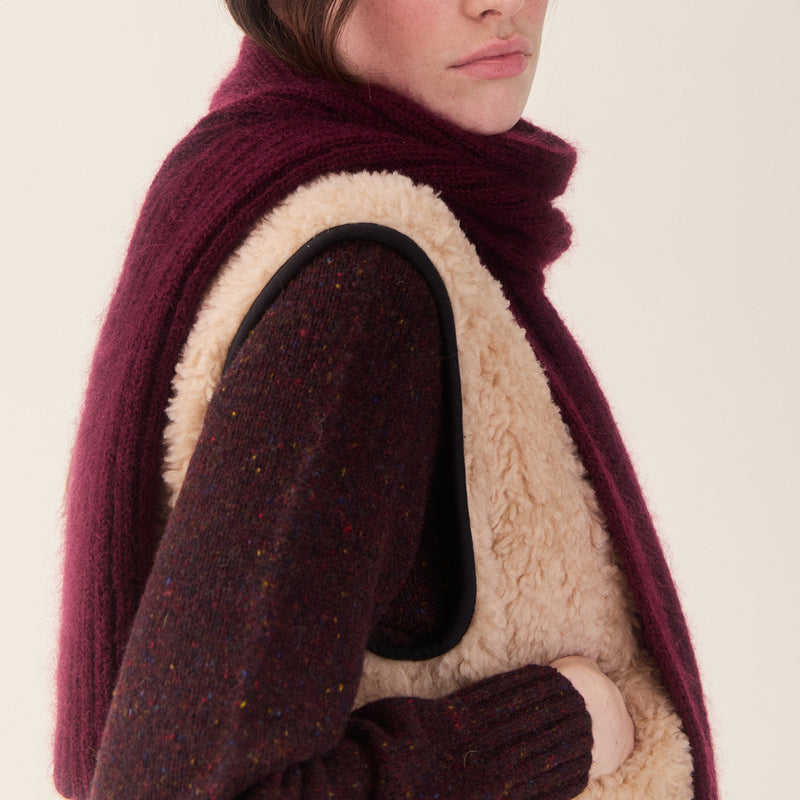 Women's Teddy Wool Aida Vest - Natural