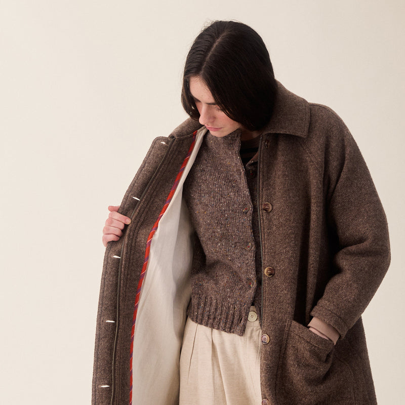 Women's Wool Bobby Coat - Brown Marl