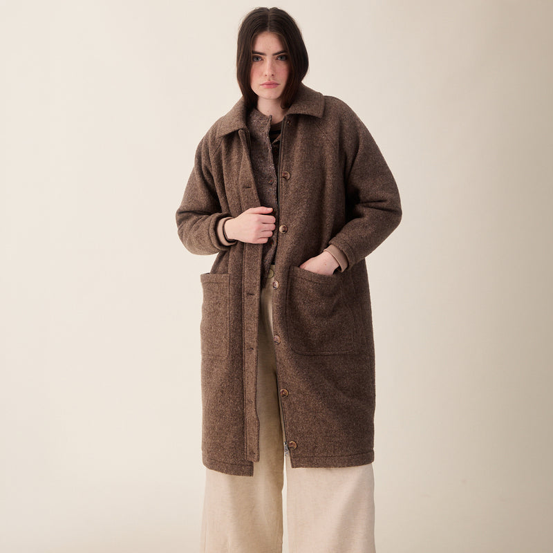 Women's Wool Bobby Coat - Brown Marl