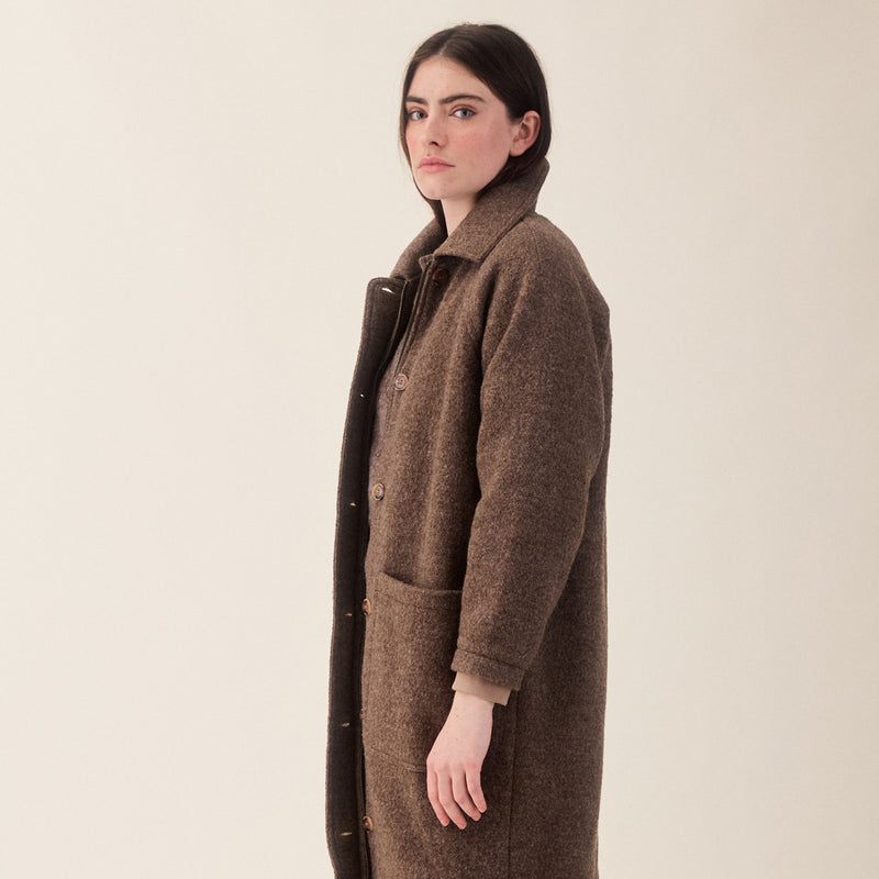 Women's Wool Bobby Coat - Brown Marl
