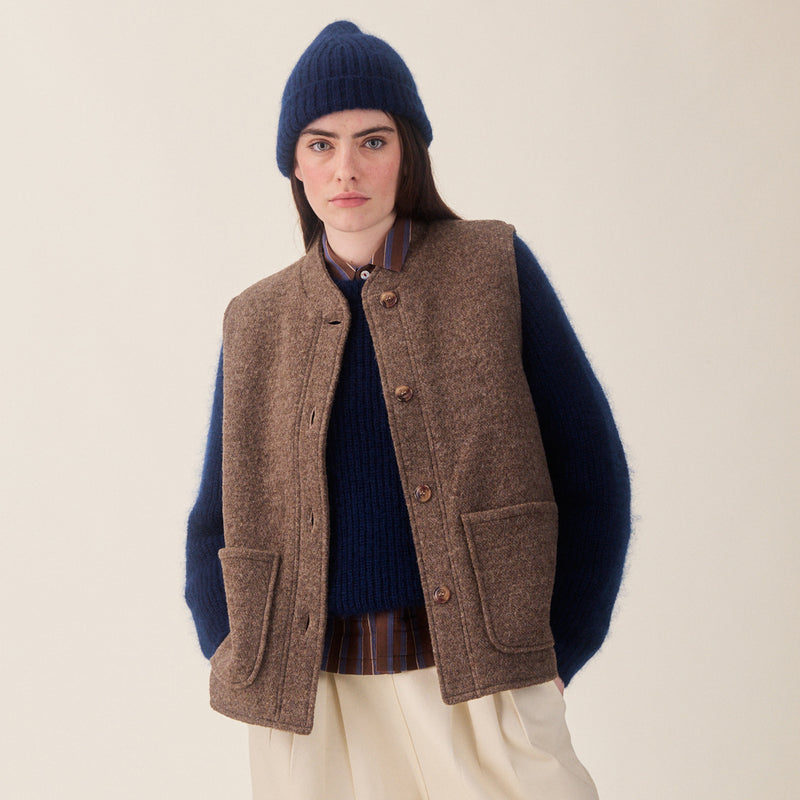 Women's Wool Sienna Vest - Brown Marl