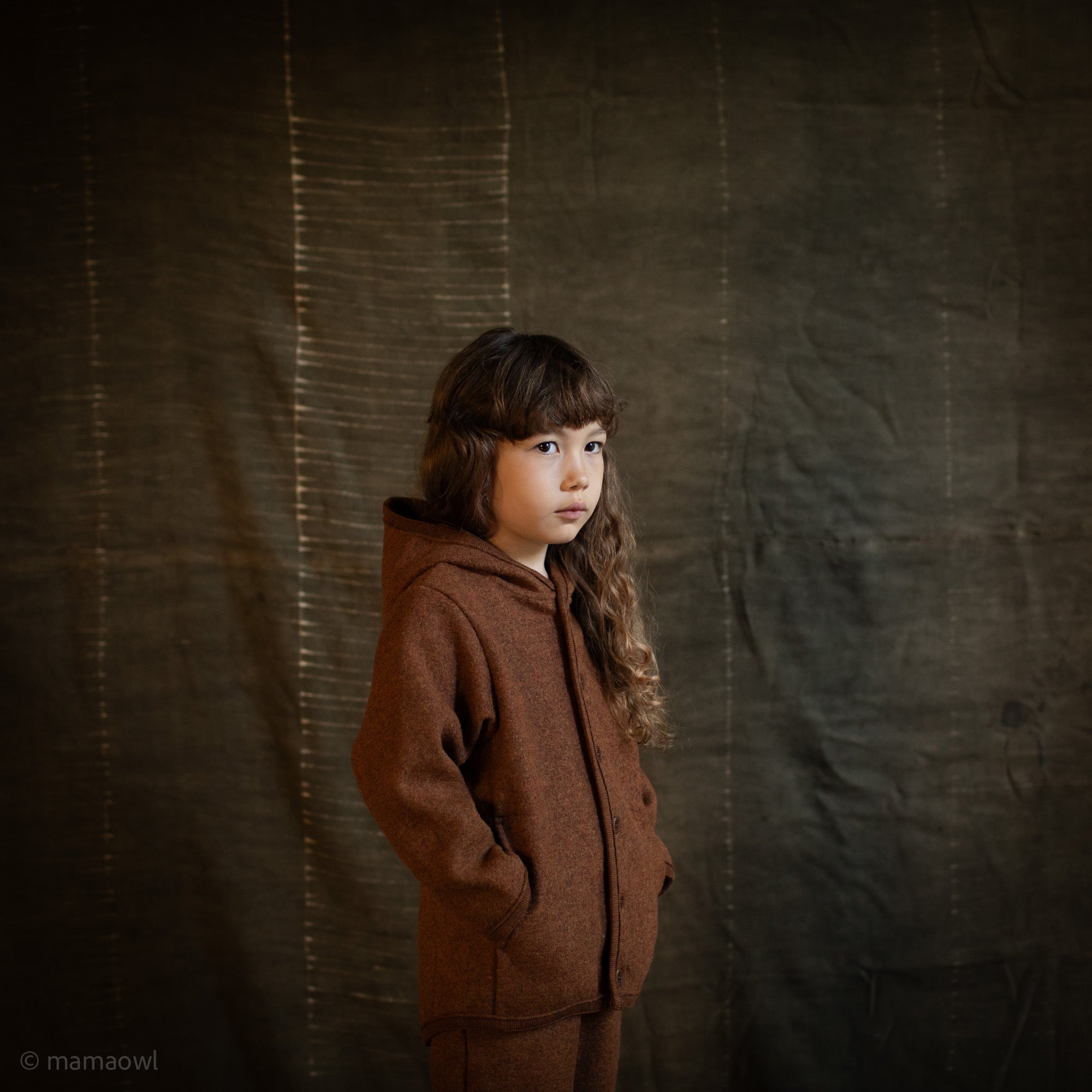 Baby/Kids' Boiled Merino Wool Jacket in brown - sizes 6 mth-10 yrs