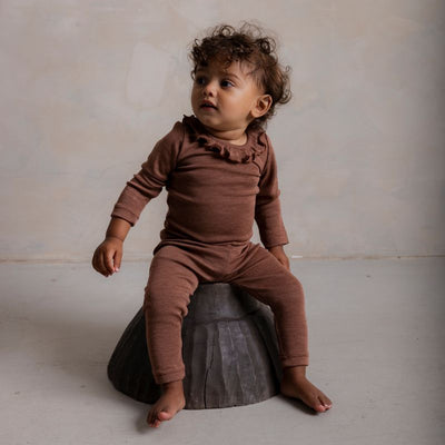 Finch Baby Leggings - Merino Wool & Silk - Russet