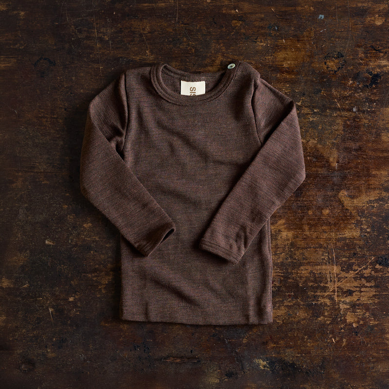Lark Baby Top - Merino Wool & Silk - Cacao