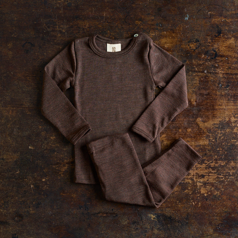 Lark Top & Finch Leggings Baby Set - Merino Wool & Silk - Cacao