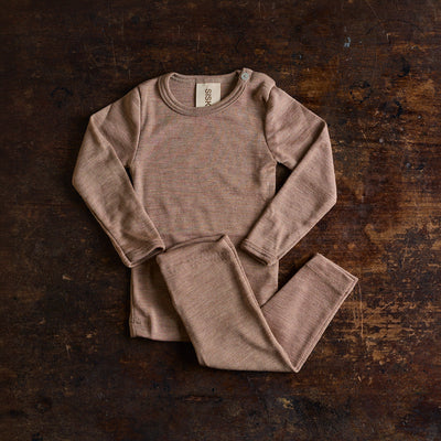 Lark Top & Finch Leggings Baby Set - Merino Wool & Silk - Warm Driftwood
