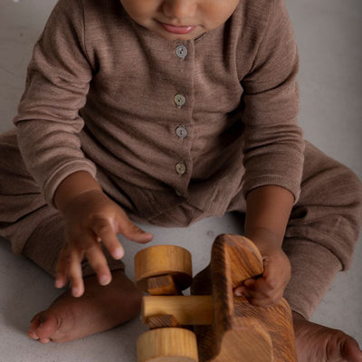 Dove Baby Cardigan - Merino Wool & Silk - Warm Driftwood