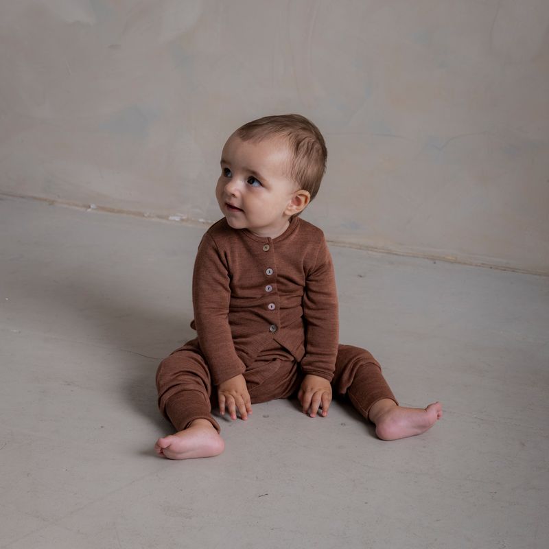 Dove Baby Cardigan - Merino Wool & Silk - Russet