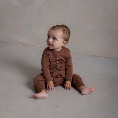 Dove Baby Cardigan - Merino Wool & Silk - Russet