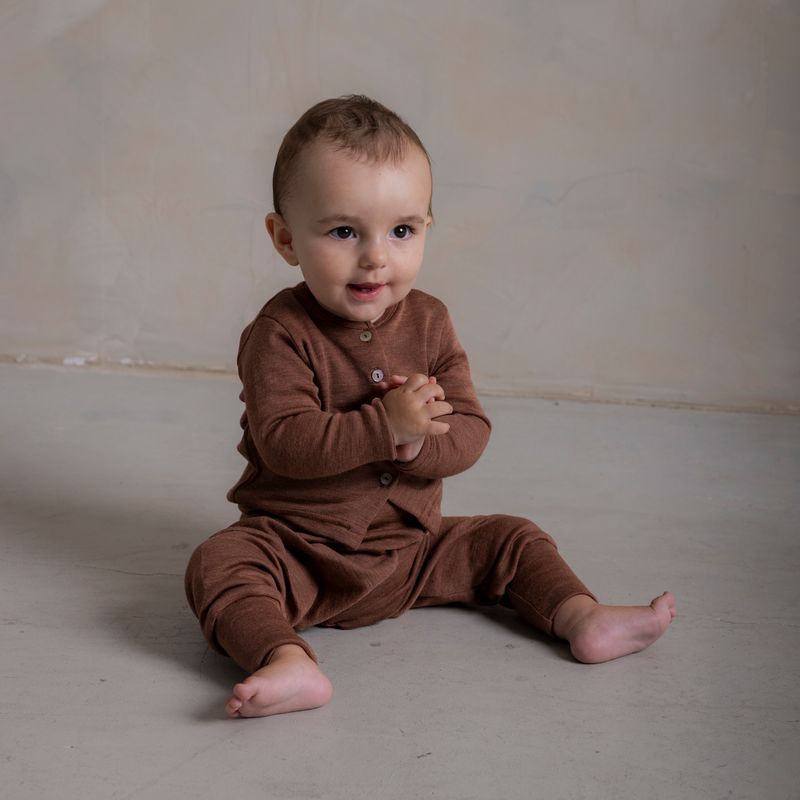 Dove Baby Cardigan - Merino Wool & Silk - Russet