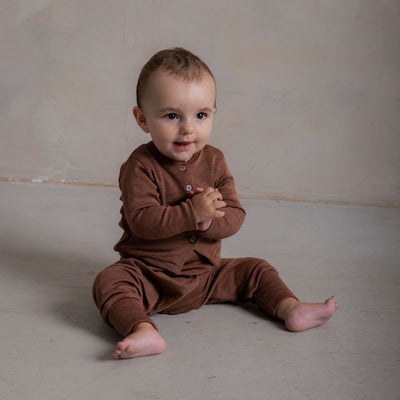 Dove Baby Cardigan - Merino Wool & Silk - Russet
