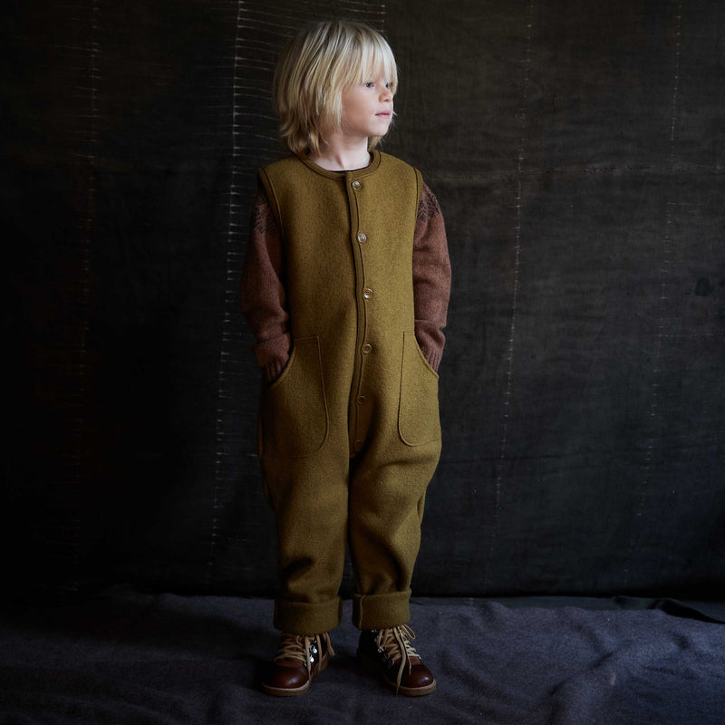 Baby & Kids Earth Playsuit - Boiled Merino Wool - Gold