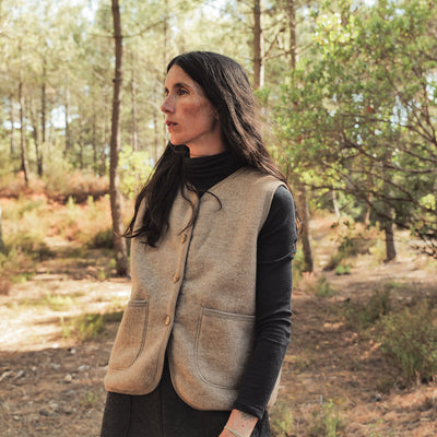 Eider Women's Vest - Merino Wool Fleece - Driftwood