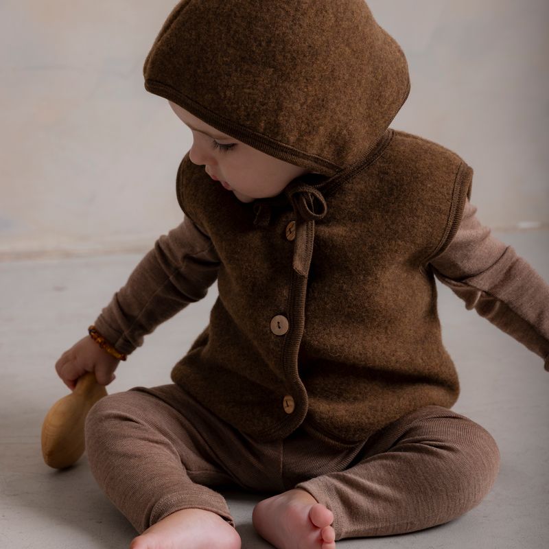Finch Baby Leggings - Merino Wool & Silk - Warm Driftwood