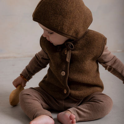 Finch Baby Leggings - Merino Wool & Silk - Warm Driftwood