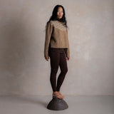 Cropped Isle Women's Sweater - Donegal Wool - Husk