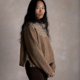 Cropped Isle Women's Sweater - Donegal Wool - Husk