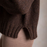 Cropped Isle Women's Sweater - Donegal Wool - Umber