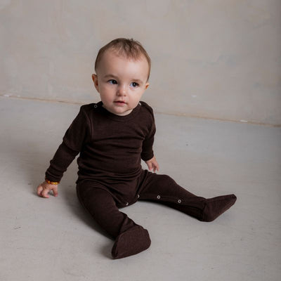 Kea Baby Pyjamas - Merino Wool & Silk - Cacao