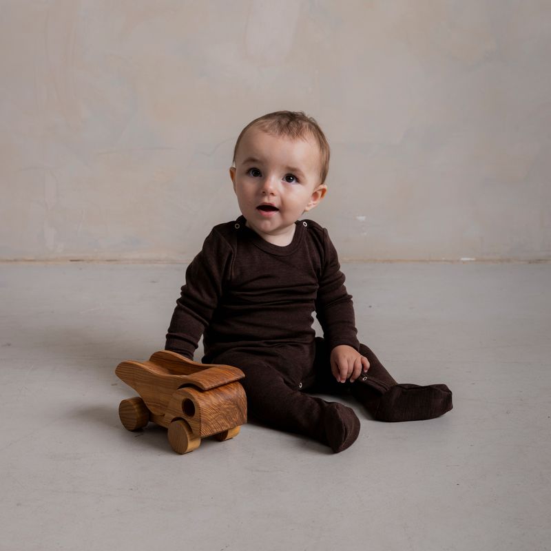 Kea Baby Pyjamas - Merino Wool & Silk - Cacao