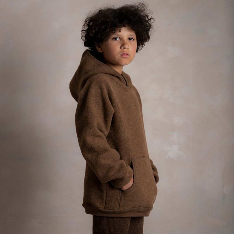 Kestrel Kids Hoodie - Merino Wool Fleece - Sycamore