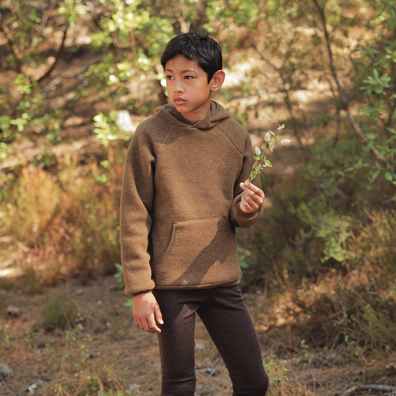 Kestrel Kids Hoodie - Merino Wool Fleece - Sycamore