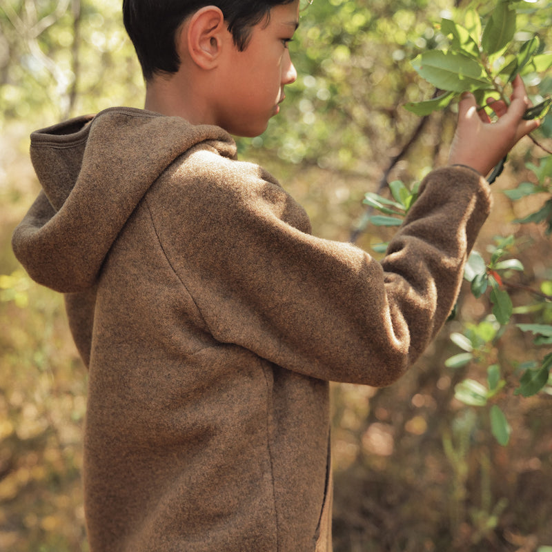 Kestrel Kids Hoodie - Merino Wool Fleece - Sycamore