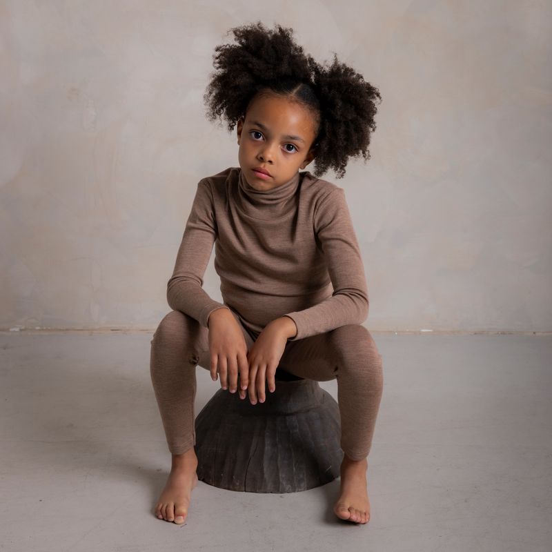 Auk Kids Top - Merino Wool & Silk - Warm Driftwood