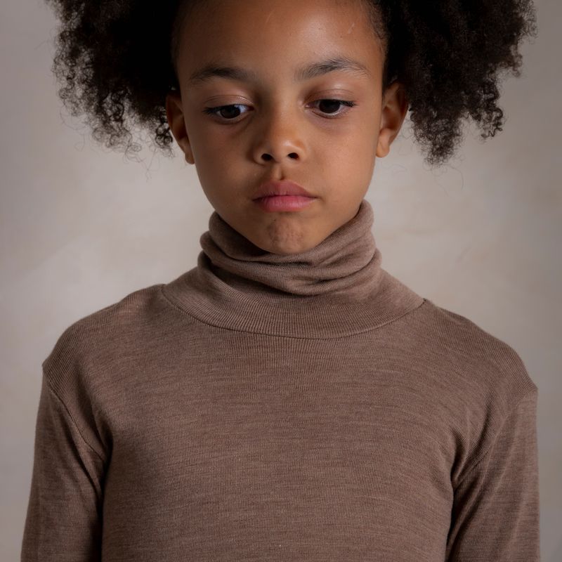 Auk Kids Top - Merino Wool & Silk - Warm Driftwood