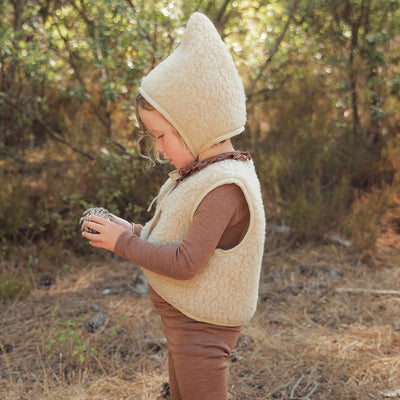 Topi Baby & Kids Bonnet - Wool Teddy Fleece - Oatmeal