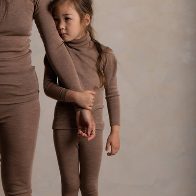 Auk Kids Top - Merino Wool & Silk - Warm Driftwood