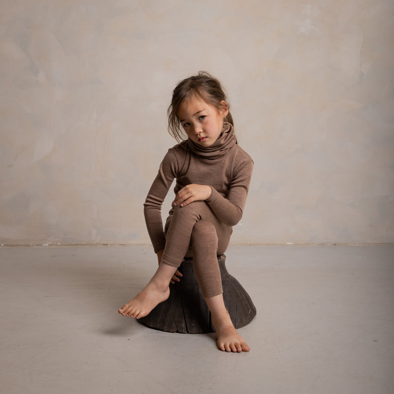 Finch Baby & Kids Leggings - Merino Wool & Silk - Warm Driftwood