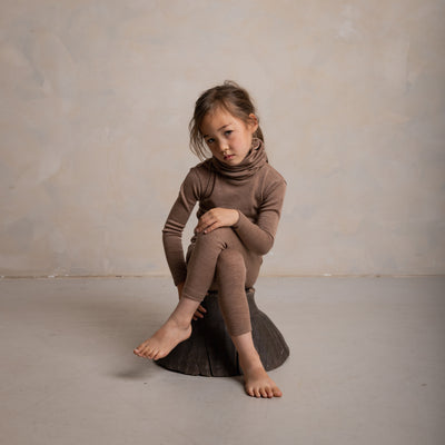 Finch Baby & Kids Leggings - Merino Wool & Silk - Warm Driftwood