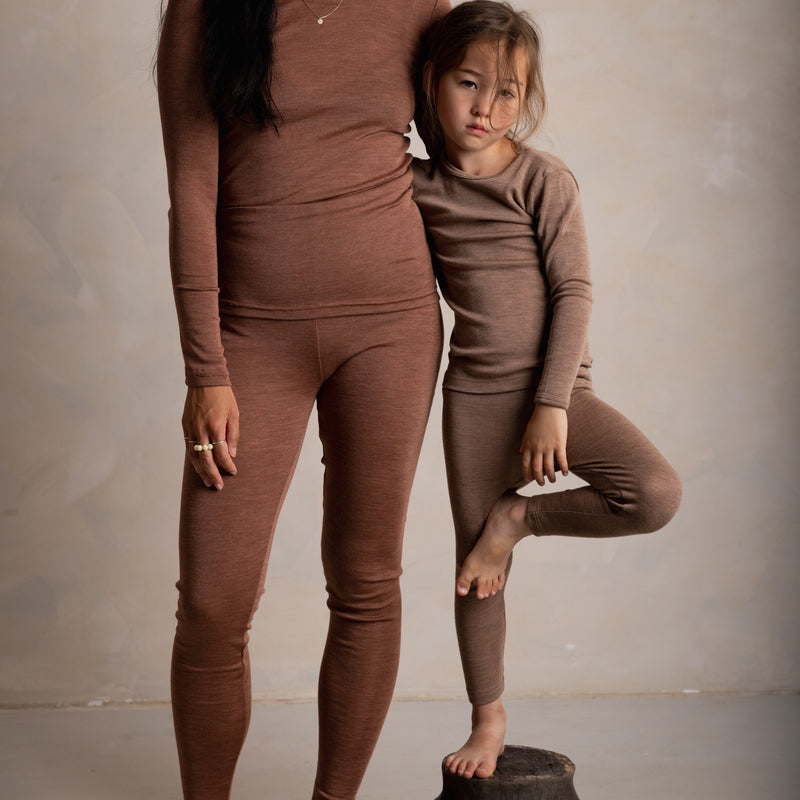 Finch Baby & Kids Leggings - Merino Wool & Silk - Warm Driftwood