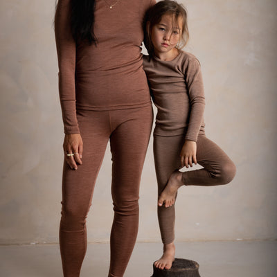 Finch Baby & Kids Leggings - Merino Wool & Silk - Warm Driftwood