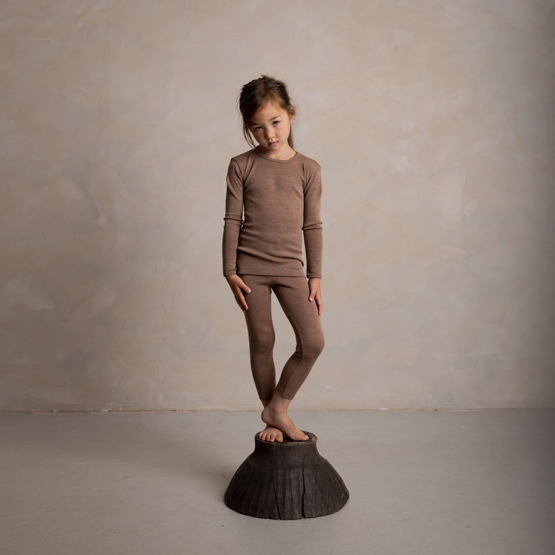 Finch Baby & Kids Leggings - Merino Wool & Silk - Warm Driftwood