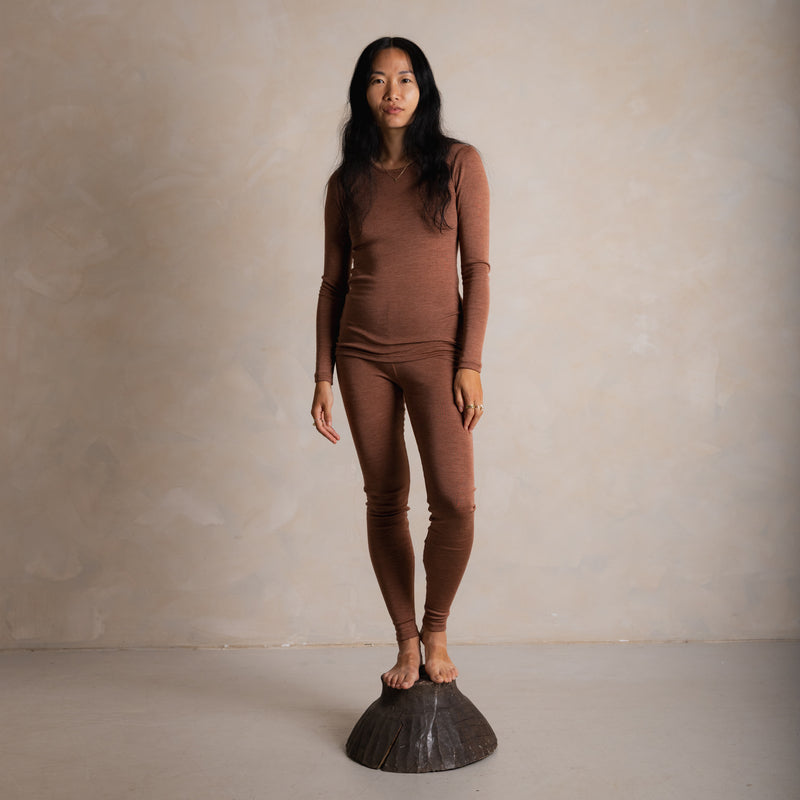 Finch Women's Leggings - Merino Wool & Silk - Russet