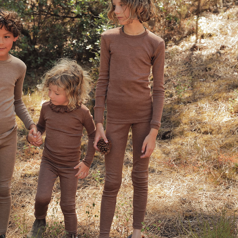 Finch Baby & Kids Leggings - Merino Wool & Silk - Russet