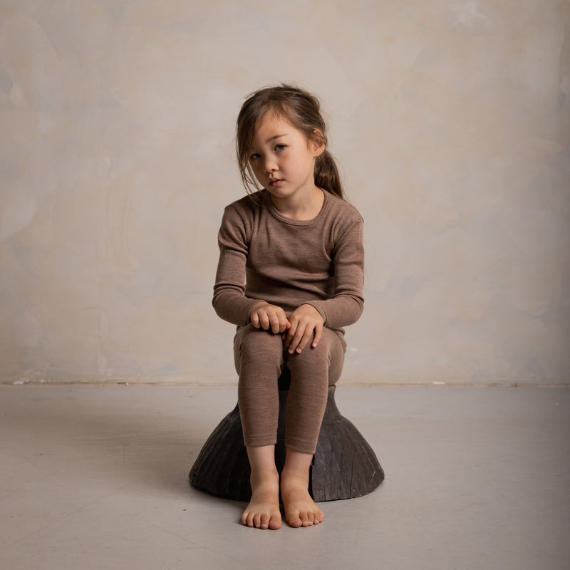 Lark Baby & Kids Top - Merino Wool & Silk - Warm Driftwood
