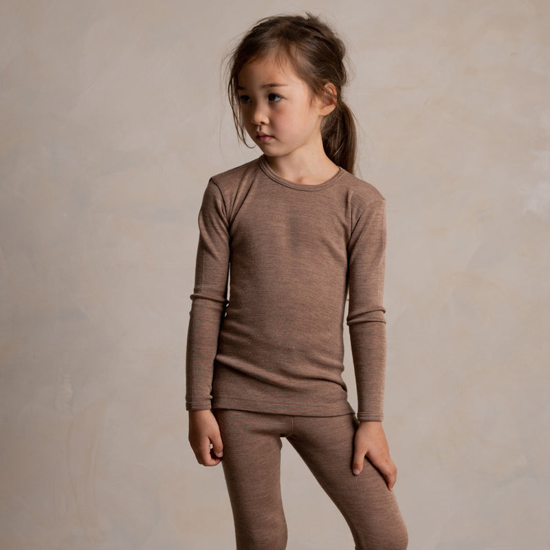 Lark Baby & Kids Top - Merino Wool & Silk - Warm Driftwood