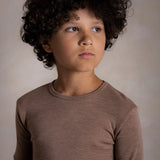 Smew Kids Top - Merino Wool & Silk - Warm Driftwood