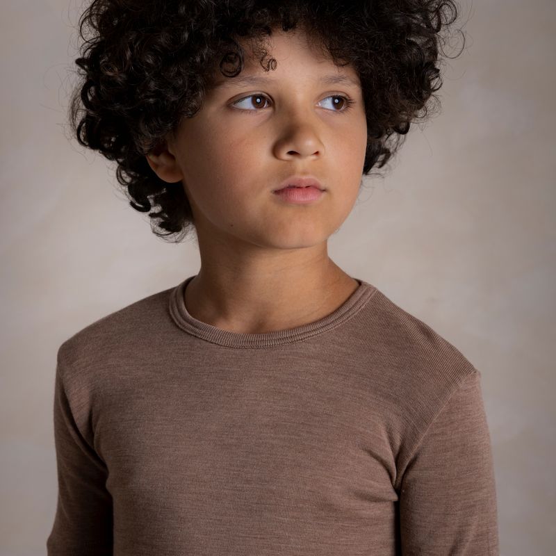 Smew Kids Top - Merino Wool & Silk - Warm Driftwood