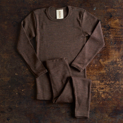 Lark Top & Finch Leggings Kids Set - Merino Wool & Silk - Cacao