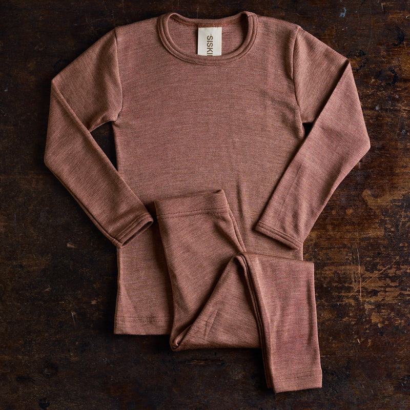 Lark Top & Finch Leggings Kids Set - Merino Wool & Silk - Russet