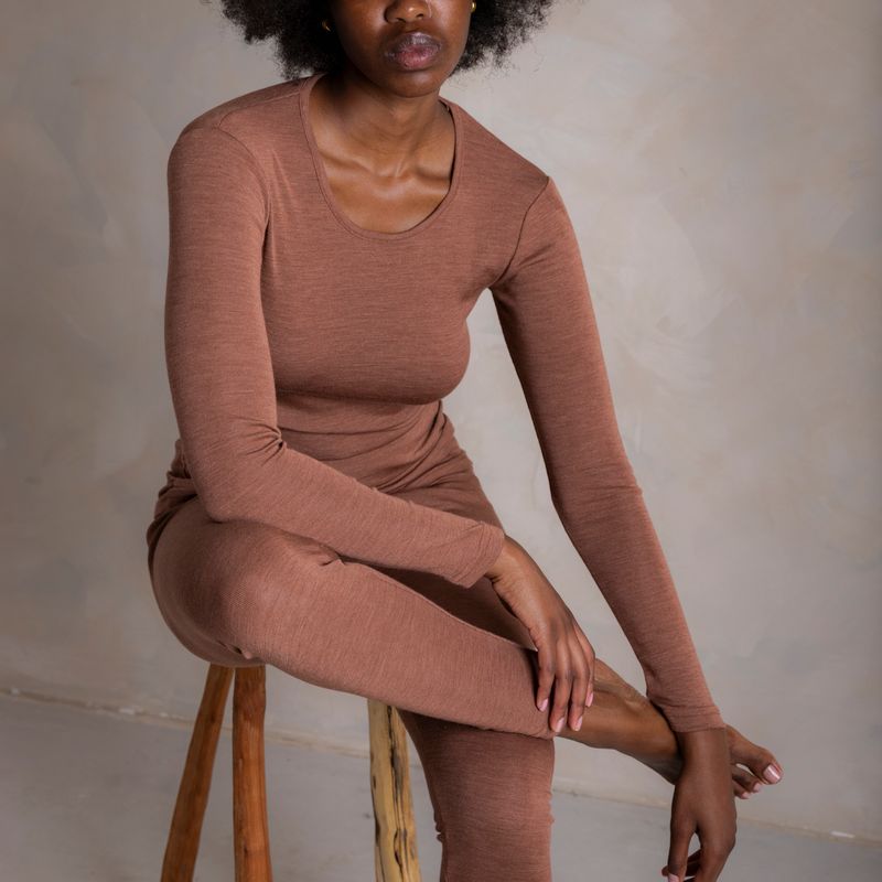 Lark Women's Top - Merino Wool & Silk - Russet