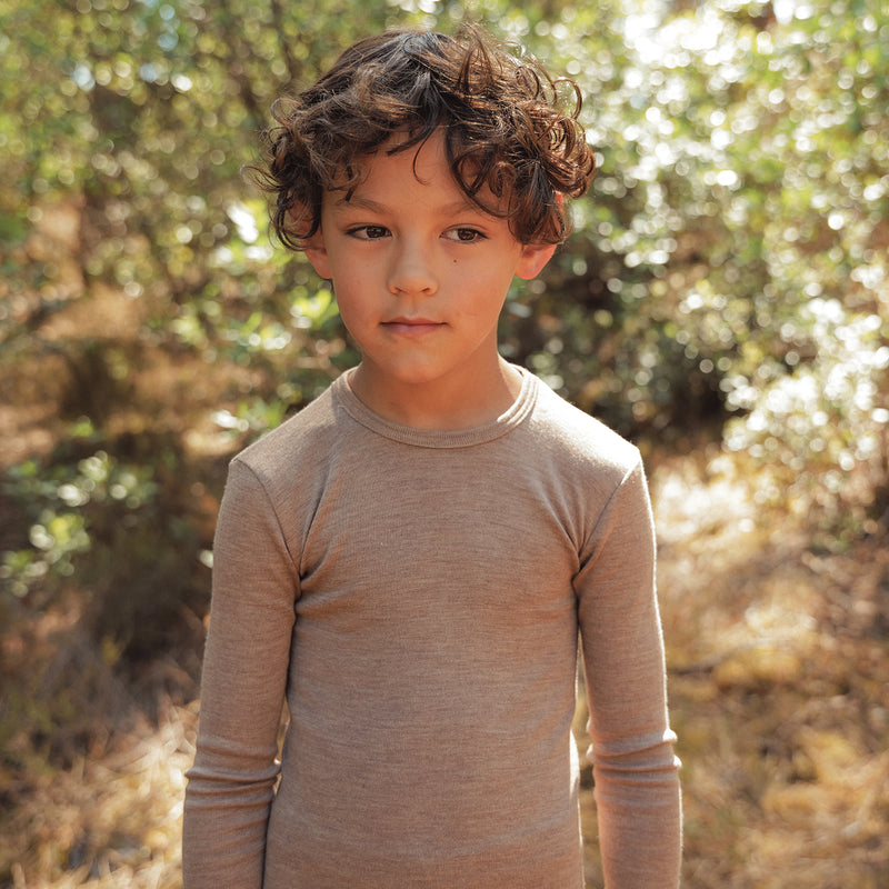 Lark Baby & Kids Top - Merino Wool & Silk - Warm Driftwood