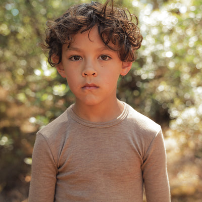 Lark Baby & Kids Top - Merino Wool & Silk - Warm Driftwood