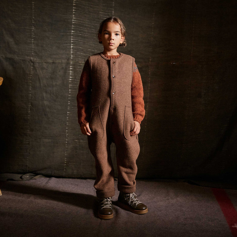 Earth Playsuit - Boiled Merino Wool - Hazelnut